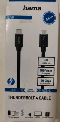 Hama USB-C/USB-C Thunderbolt 4 Cable Black 8K UHD 100W 0.8m