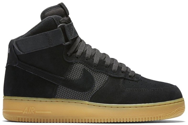 nike air force 1 black suede gum sole