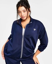 NWT Reebok Women's Identity Back Vector Tricot Track Jacket Navy Blue Size S