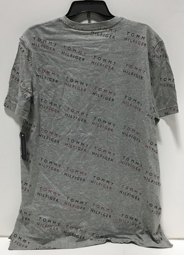 Tommy Hilfiger Herren T-Shirt grau meliert diagonal Logo Print Rundhals Gr. L - Bild 2 von 4