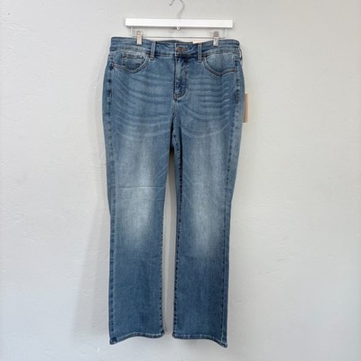 NYDJ Marilyn Straight Jeans Women Size 14 Petite Blue Lift Tuck New