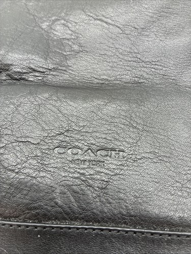Coach Black Leather Basket Handbag Purse Clutch Pebbled Overlay - Picture 10 of 12