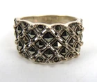 Vintage Wide Marcasite Sterling 925 Silver Ring Size 8 Jewelry
