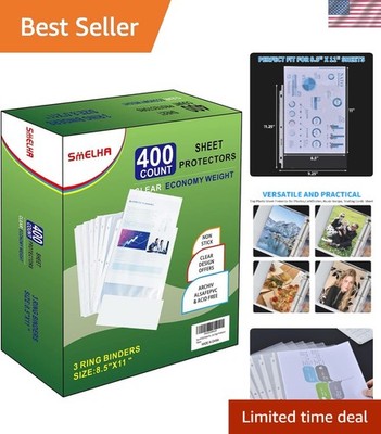Crystal Clear Top Loading Page Protectors - 400 Count for Letter Size Documents