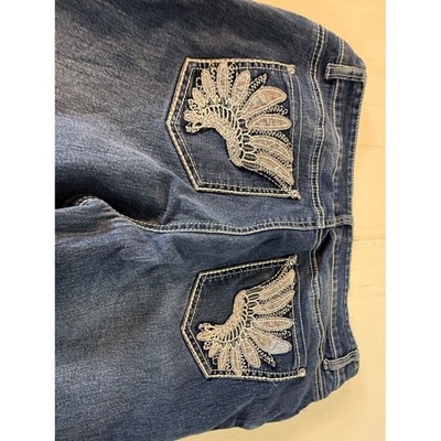 Faded Glory Blue Denim Jeans with Silver-Tone Accents