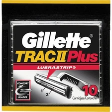 Gillette Trac II with Lubrastrip Twin Blades Razor Cartridges For Men 10 Count