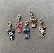 STITCH MARKERS For Crochet Multicolor Cats Handcrafted Set Of 5