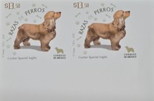 O) 2011 MEXICO, IMPERFORATED, DOG - BREED ENGLISH COCKER SPANIEL, PAIR MNH