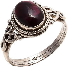 Garnet Stone Ring 925 Sterling Silver Statement Ring for Women Handmade Gemstone
