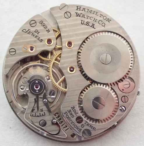 ANTIQUE 16s HAMILTON GRADE 992B 21 JEWEL 21j RAILROAD RR POCKET WATCH MOVEMENT