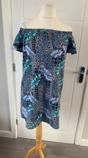 Primark Off Shoulder Tropical Print Mini Dress UK 10 S Summer B37