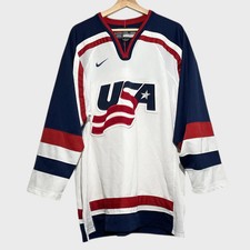 Vintage Nike Team USA US White 2002 Olympic Hockey Jersey Large L