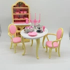 Vintage 1996 Mattel Barbie Doll Folding Pretty House Dining Room Playset  26 Pcs