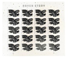 USPS RAVEN STORY SHEET OF 20 FIRST CLASS LETTER STAMPS