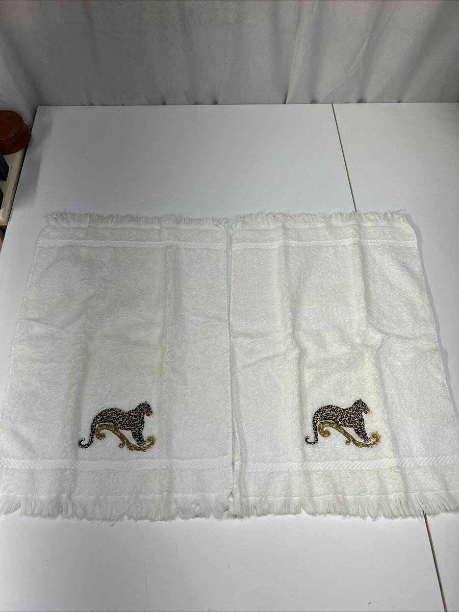 VTG Stitchsations Cheetah Hand Towel Set Of Royal Velvet Fieldcrest