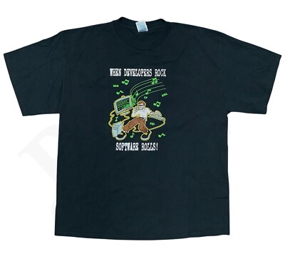 Microsoft T-Shirt XL (fits a large) Black Cotton Software Computers Y2K Nerd