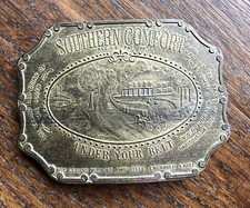 Rare Southern Comfort Brass Belt Buckle England USA Whiskey St Louis 4 X 3 .
