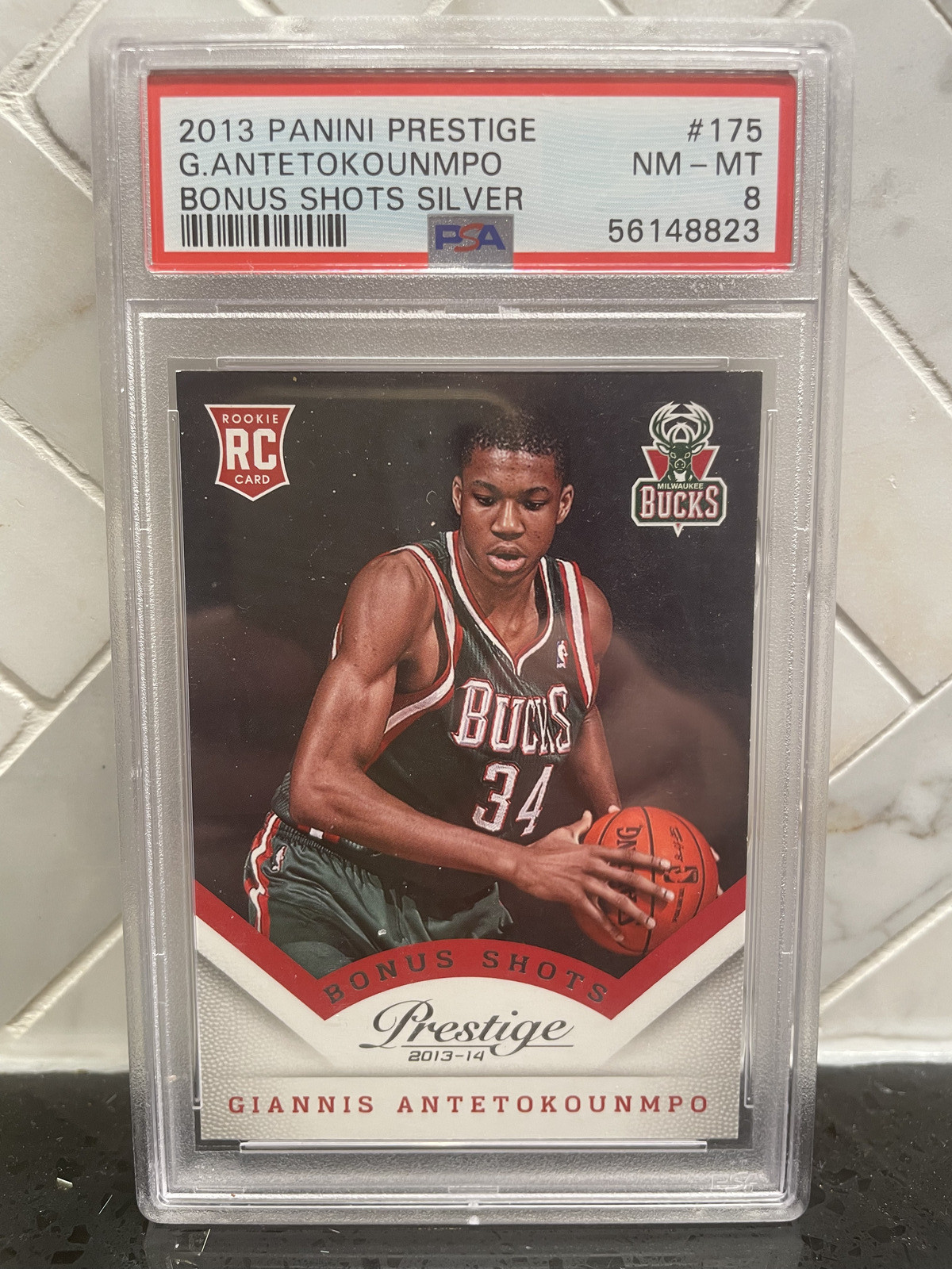 2013 Prestige Giannis Antetokounmpo Rookie Card SP PSA 8 Bonus Shots Silver #175