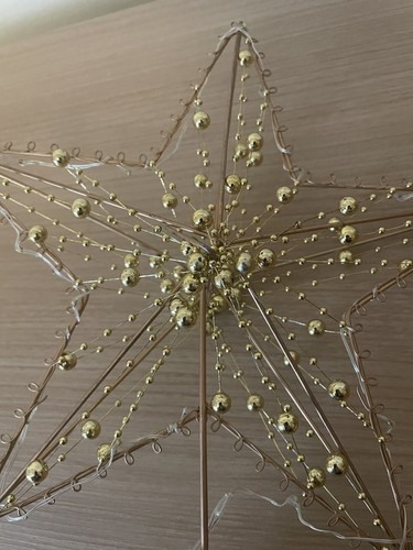 30cm Tall Gold Beaded Battery Operated Christmas Tree Topper - Picture 11 of 16