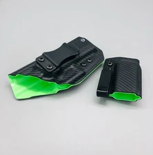 M&P 2.0 5" 9/40 + MAG POUCH! Black Carbon Fiber & Green Kydex IWB Holster USA