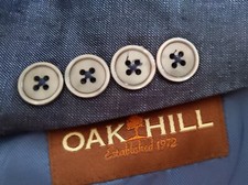 Oak Hill 46 48XL blue Black Slub 4-SEASON LINEN 2vent Blazer Jacket Sport Coat