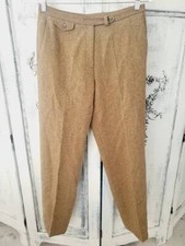 Vintage Ralph Lauren Pants Womens Pure Wool Pleated Brown Trouser Waist 15