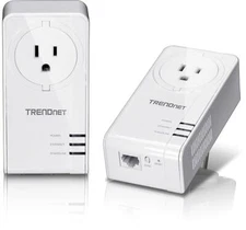 TRENDnet Powerline 1300 AV2 Adapter with Built-in Outlet Adapter Kit, Includes 2