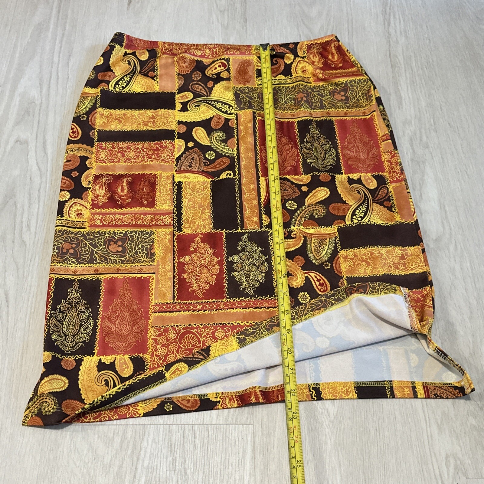 ESPRESSO Orange Brown Yellow Patchwork Stretch Sk… - image 4