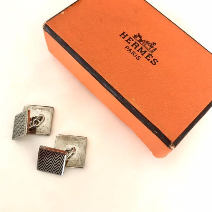 Authentic HERMES Cufflinks Zigzag Square - image 1