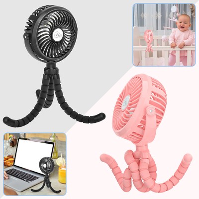 Portable Handheld Mini Cooling Fan with Flexible Tripod Clip on Desk/Stroller 
