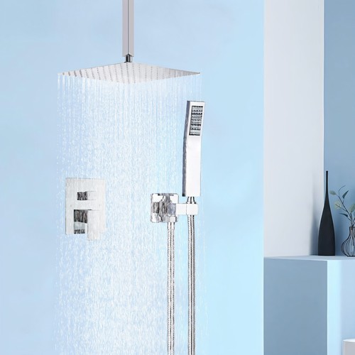 Bathroom Shower Faucet Set Luxury Rainfall Shower Head Combo System Mixer Valve - Picture 124 of 332