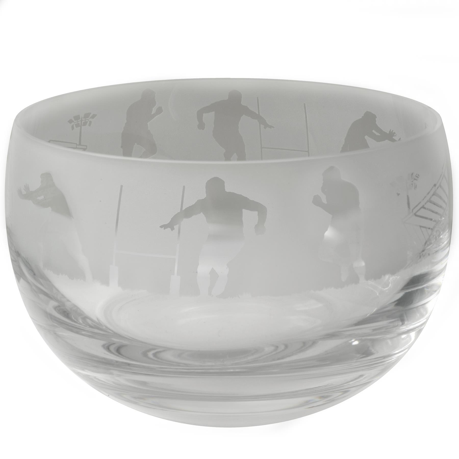 Decorative Glass Bowl Rugby Sport Lover Gift Engraved Animo Glass Crystal Bowl