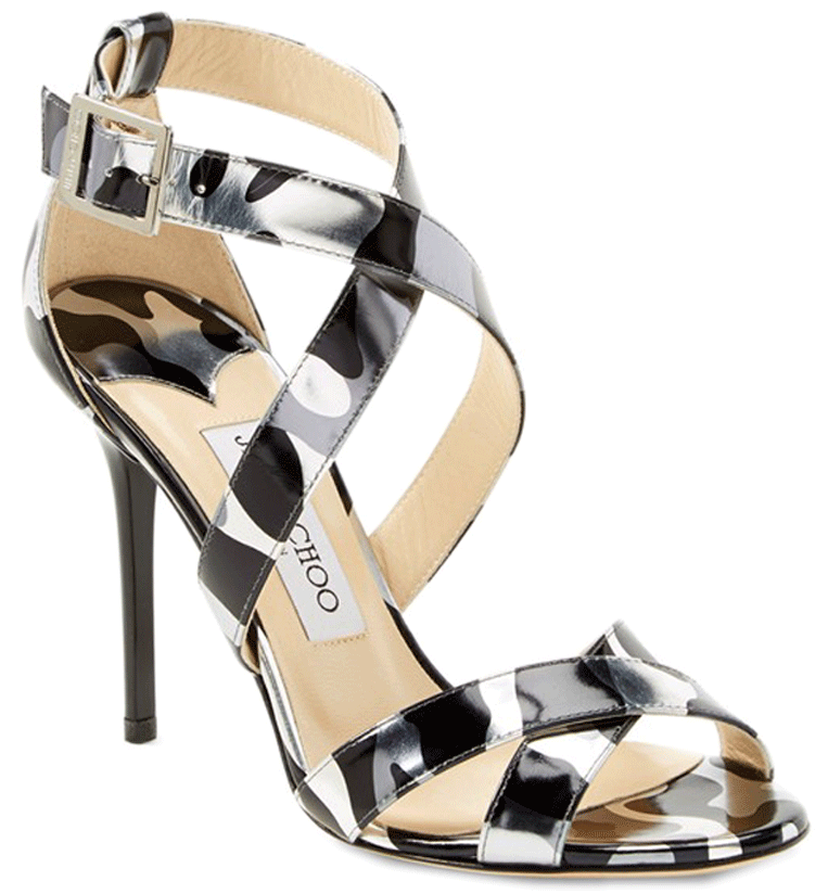 Jimmy Choo Lottie Sandals Metallic Leather Crisscross Slingback