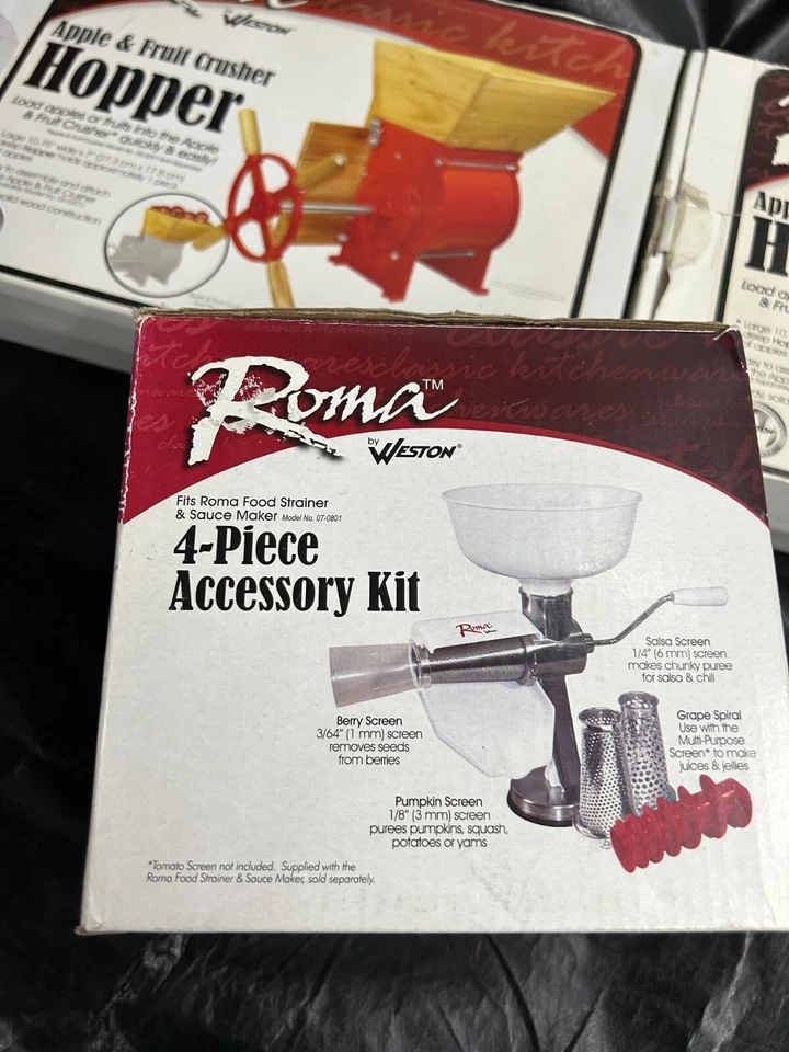 Nuevo paquete de 3 tolva de madera Weston Roma para trituradora de manzanas y frutas 05-0301 stainer Foto 3 de 4