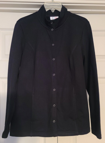 Denim and Company Long Sleeve Lightweight Jacket SZ Med NWOT Black Snap Front