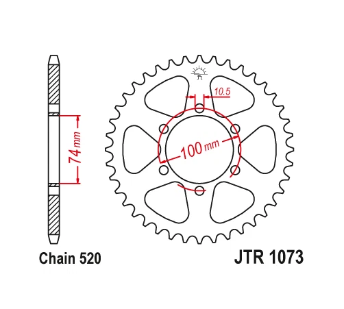 Piñón trasero JT JTR1073 46T se adapta a Hyosung GV250 Aquila 2004 - 2009 Foto 2 de 2