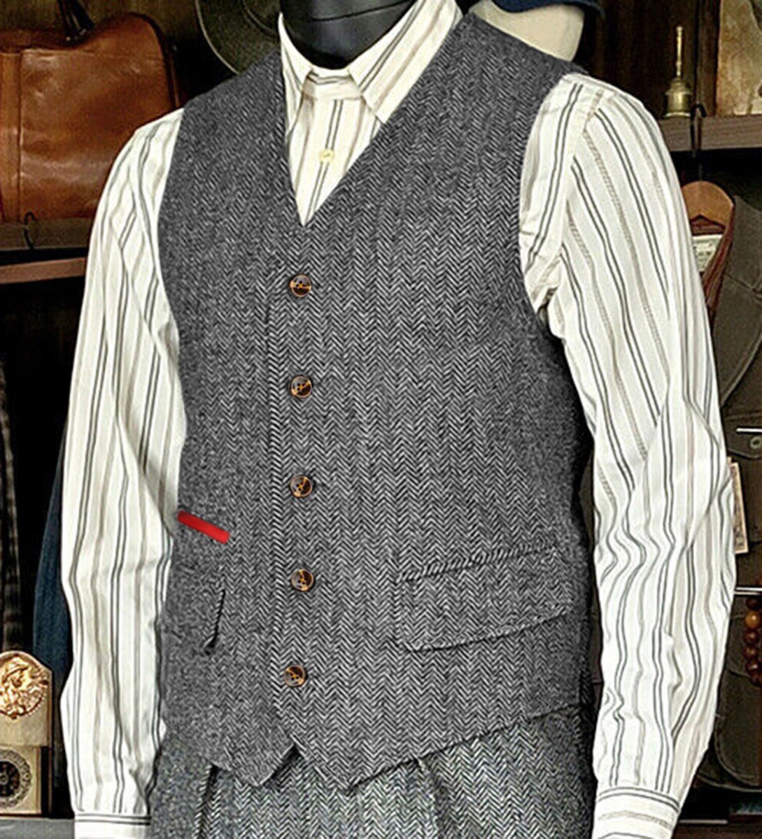 Anzug Tweed Vintage Herren Tweed-Weste Im Herringbone-Muster - Für Jagd, Hochzeit & Vintage-Look, Bis Größe 3XL Anzug Weste Herren Weiß