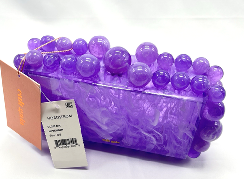 Bolso sin asas Cult Gaia Eos lavanda púrpura acrílico con cubierta Bolso de mano Nuevo con etiquetas - Imagen 2 de 9