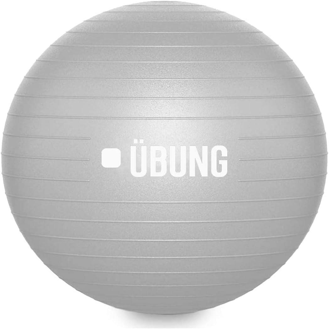 UBUNG Anti Burst Exercise Fitness Ball 65cm Swiss Ball with Pump Light Grey