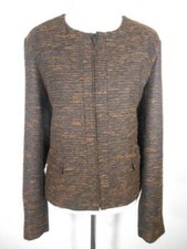 Beautiful Women's Large Coldwater Creek Brown Tweed Lined Zipper Blazer Jacket