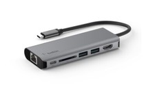 Belkin USB C Hub, 6-in-1 MultiPort Adapter Dock with 4K HDMI, USB-C 100 W PD