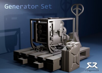 Maßstab 1/32 oder 1/35: MEP-501A Generator auf Palette mit Hubwagen (ID 14.03)