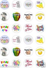 24 x PRECUT THANK YOU/THANKS RICE/WAFER PAPER CUP CAKE TOPPERS