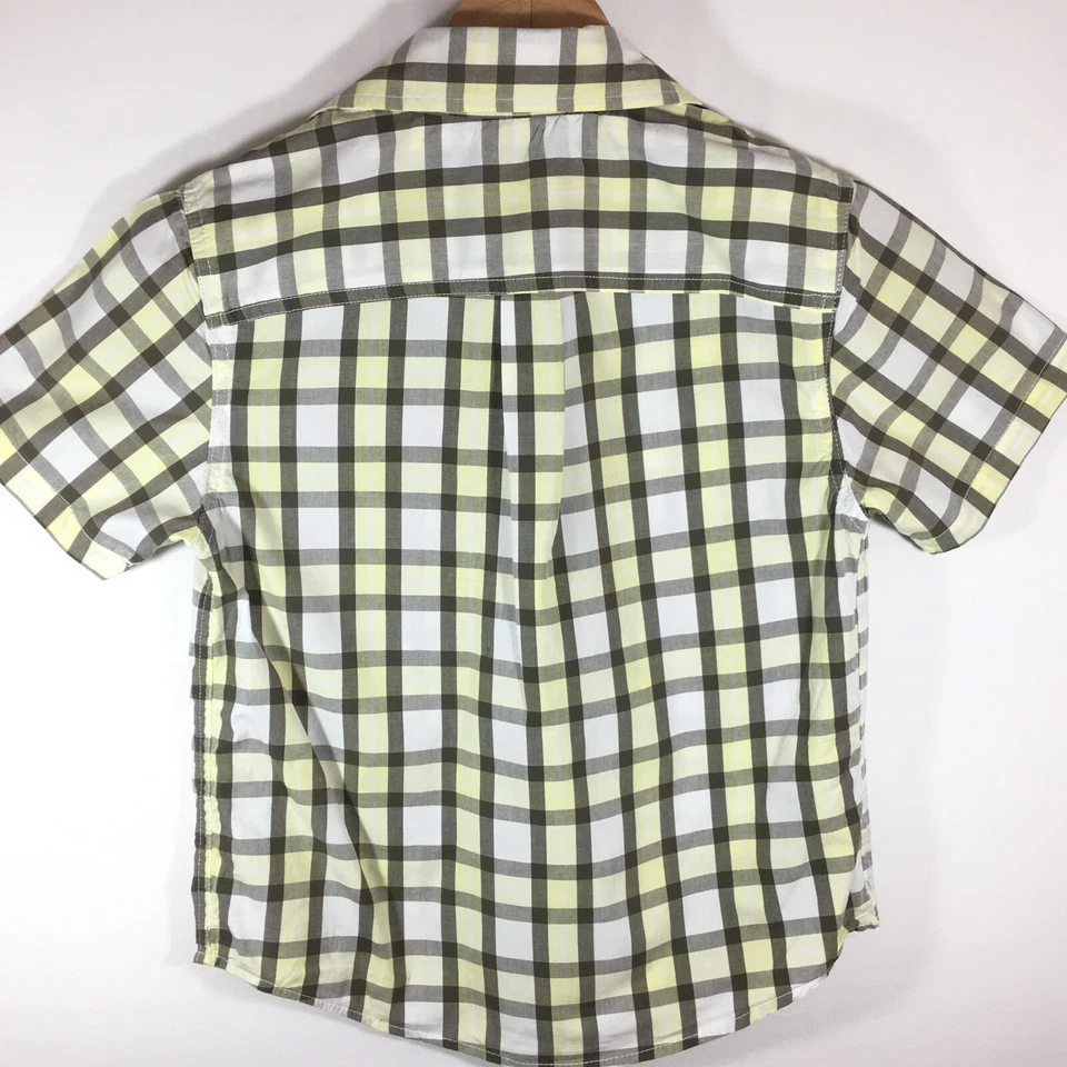 Faded Glory Shirt Boy's Medium (8) Yellow Short Sleeve Plaid Button Up - Image 4 of 4