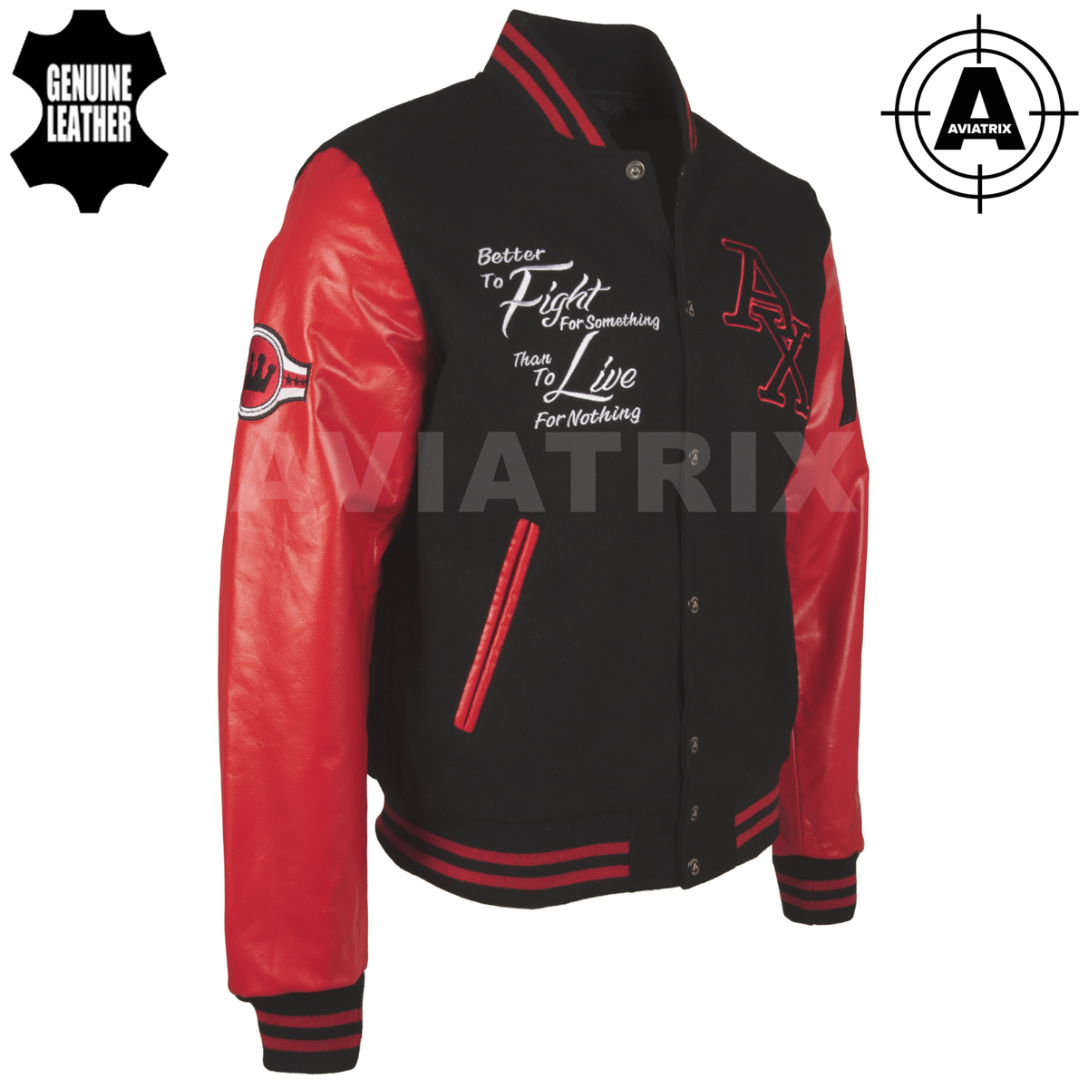 Aviatrix Men's Real Leather And Wool Varsity Letterman College