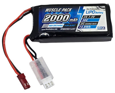 NHX RC Muscle Pack 2S 7.4V 2000mAh 30C Lipo Battery w/ JST Connecter
