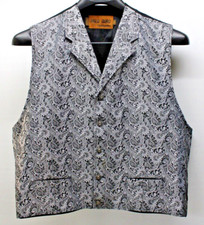 PALO DURO Panhandle Slim Men's XL Silver Black Paisley Gambler Western Vest
