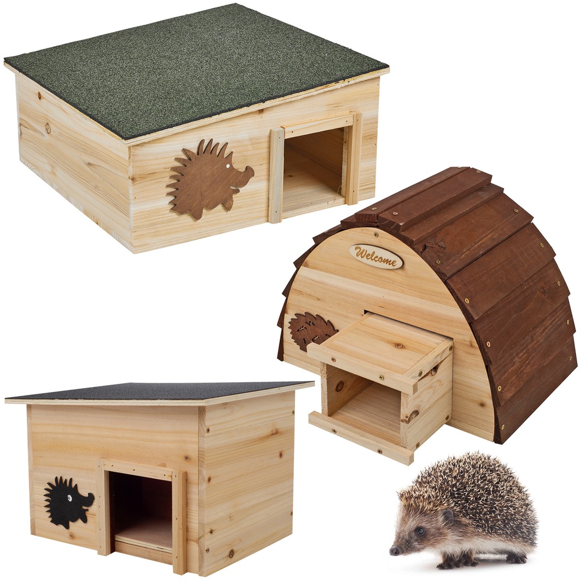Wooden Hedgehog House Hibernation Box w/ Roof Nature Shelter Home