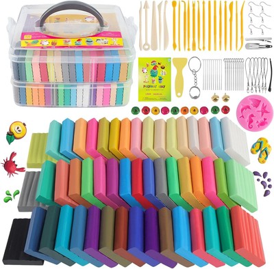 Polymer Clay Sets,50 Colors Modeling for Kids,Oven Bake DIY MODL 50 