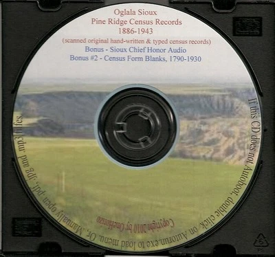 Oglala Sioux Indian Pine Ridge Census Rolls 1886 -1943